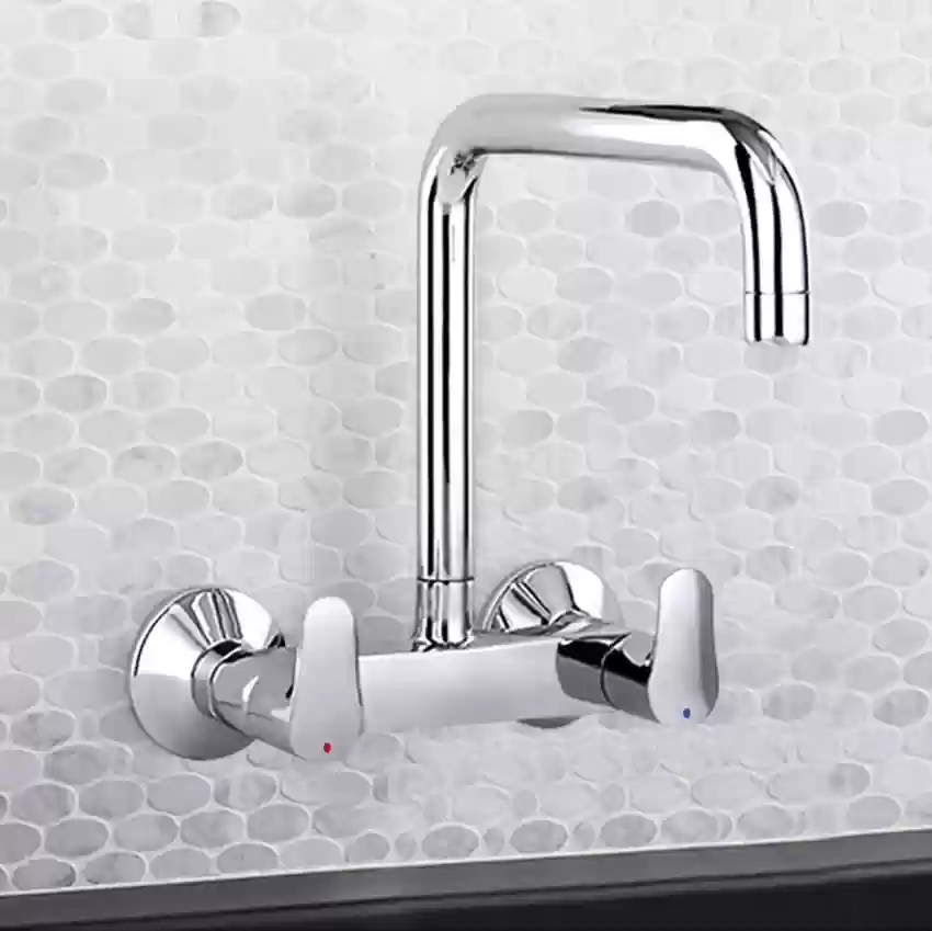 July Two-hole wall-mount kitchen sink faucet