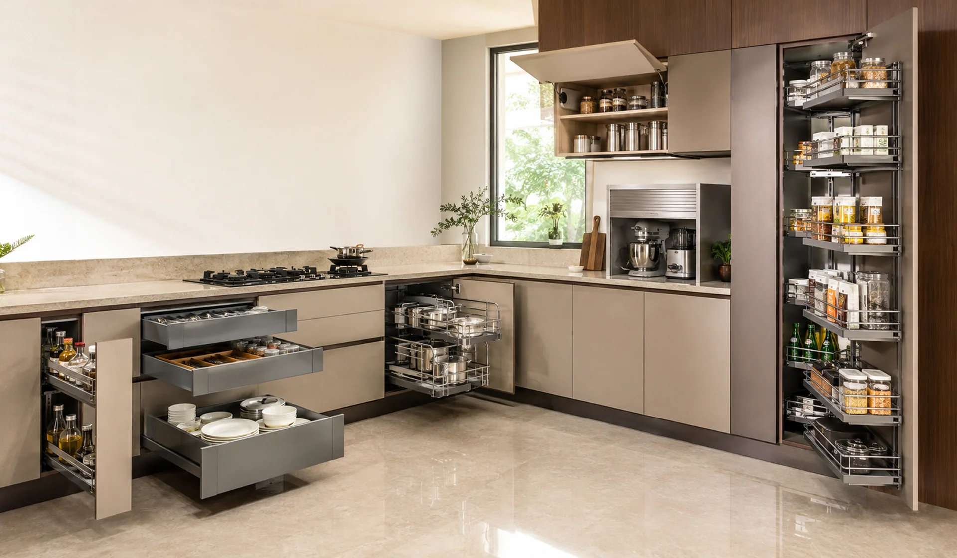 modular kitchen hardware tandem box and pullout accessories, My Home Studio Bengaluru