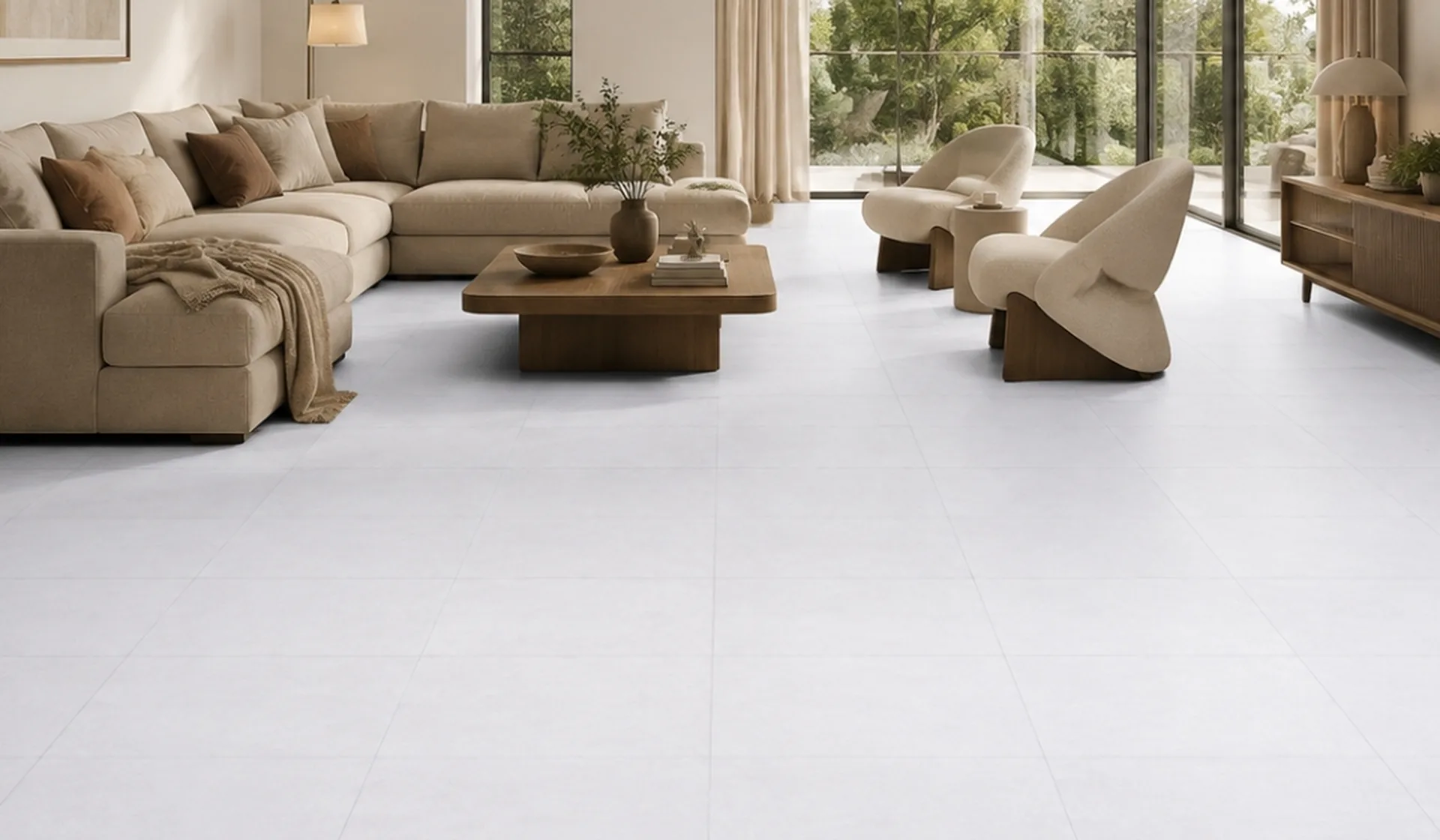 tile sizes compared from 300x300 to 600x1200 on a showroom floor, My Home Studio Bengaluru