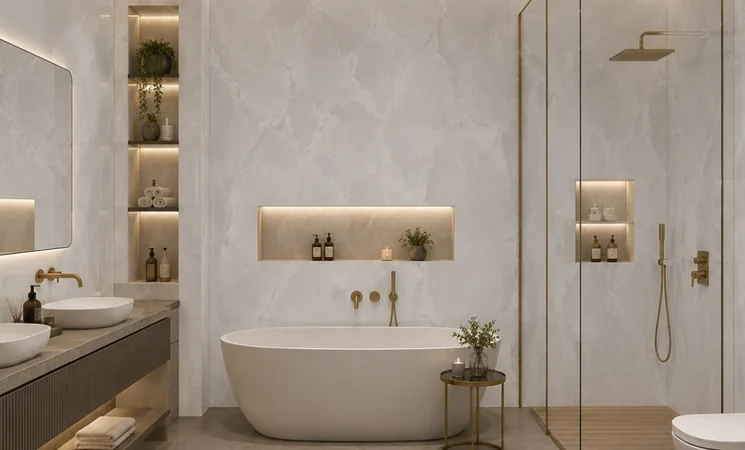 renovated bathroom with tiled walls and modern fittings in a Bangalore flat, My Home Studio
