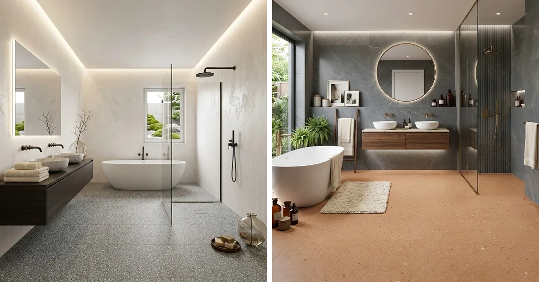 anti skid matte finish bathroom floor tiles with stone texture – My Home Studio Bengaluru